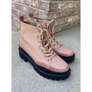 Vionic Women’s Boots Sz 10 Mellie Tan Waterproof Canvas And Suede Combat